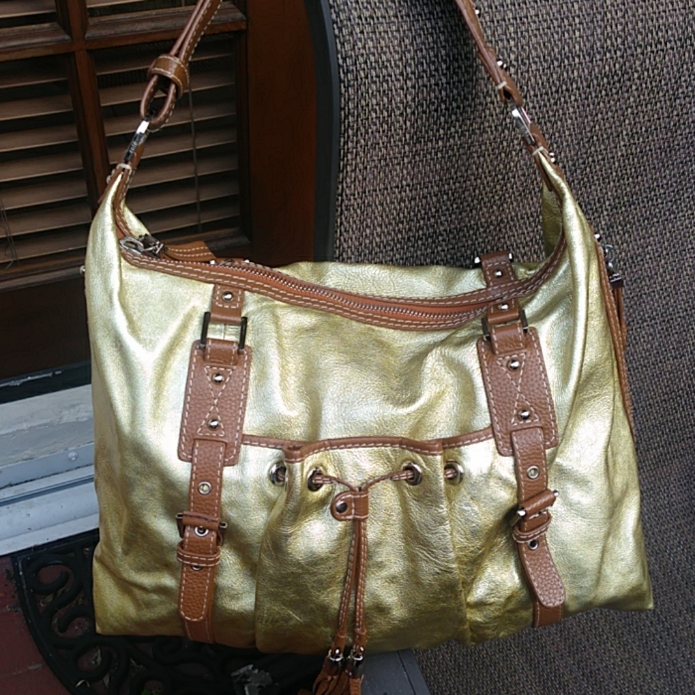 Rafe NY tatent gold leather bag
